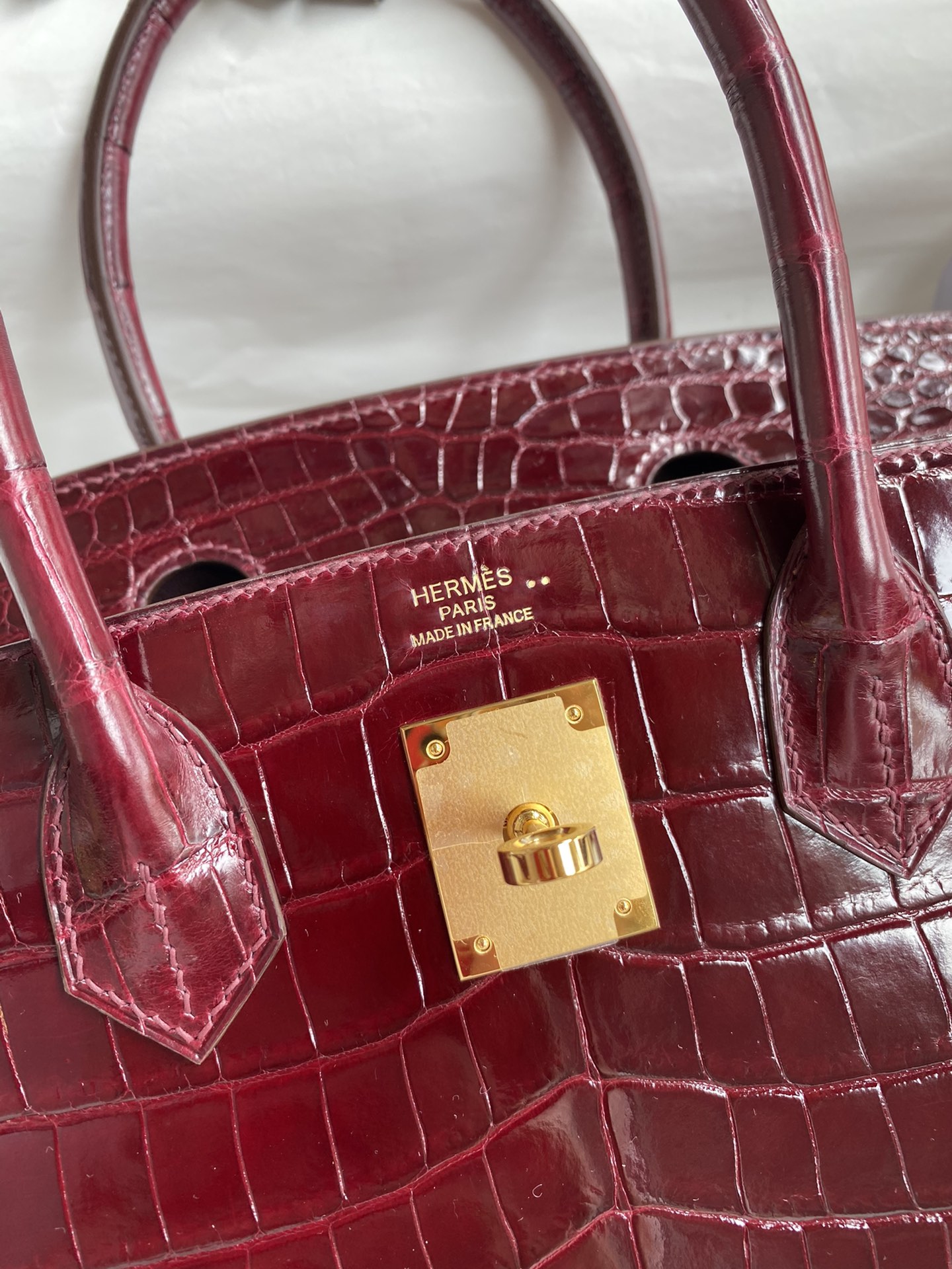 Hermes Birkin 30CM Handmade Bag In Bordeaux Crocodile Niloticus Shiny Skin